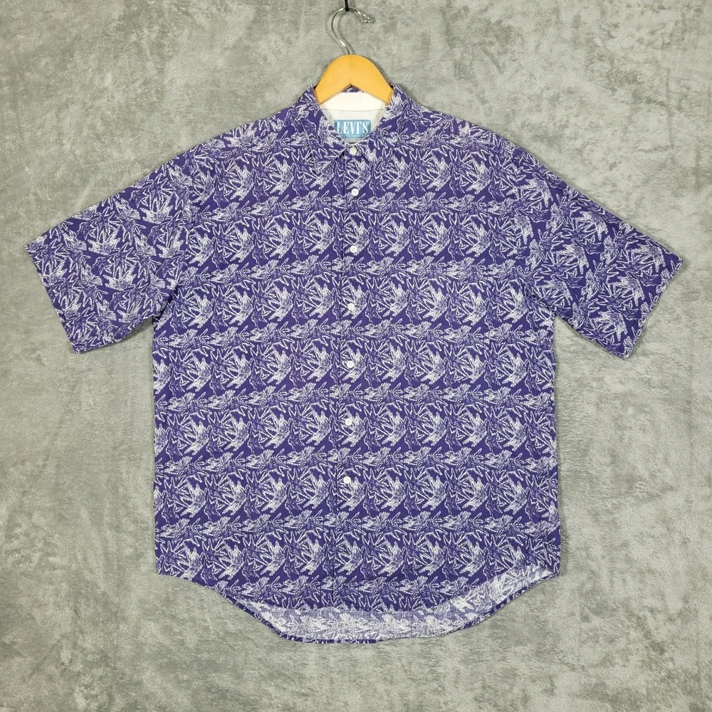 Vintage Levis San Francisco Shirt Mens Large AOP Floral Button Down Short Sleeve